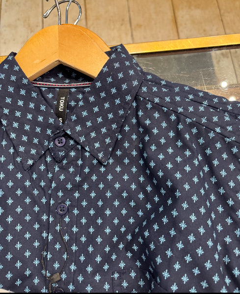 URBAN FITZ TOKU Vintage-Inspired Floral Print Short-Sleeve Shirt