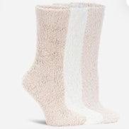 LEMON FUR COZY NON TERRY CREW SOCKS-3Pack