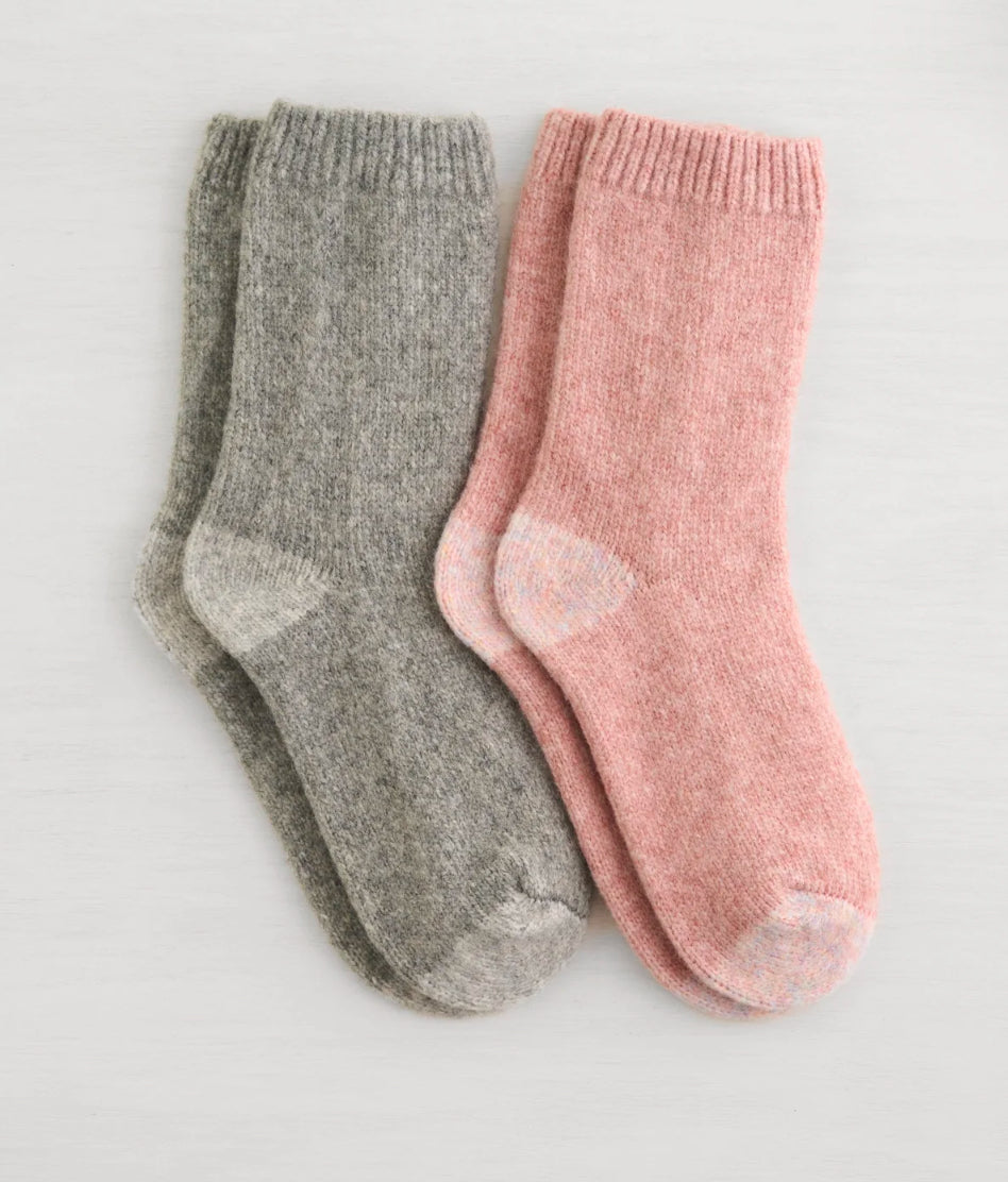 LEMON 2PK NON TERRY SWEATHER KNIT CREW SOCK