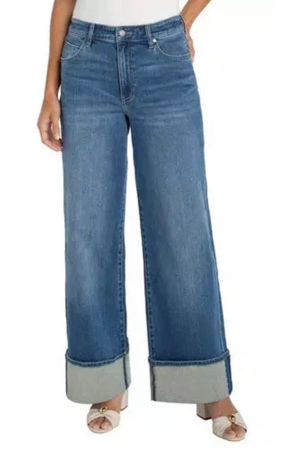 LIVERPOOL MORGAN CUFFED CROP WIDE LEG W. TRIM-TIDAL-WAVE