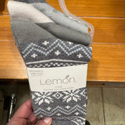 LEMON 3Pk HEATHER SOFT NON TERRY CREW SOCK
