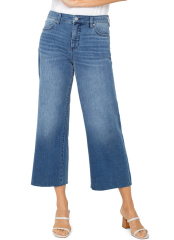 LIVERPOOL STRIDE HIGH RISE WIDE LEG W CUT HEM