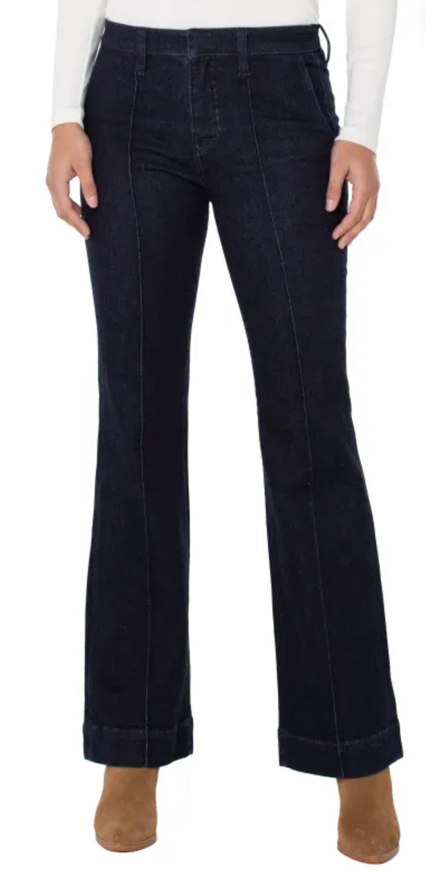 LIVERPOOL TROUSER BOOT W/PINTUCKS 32'-INDIGO-RINSE