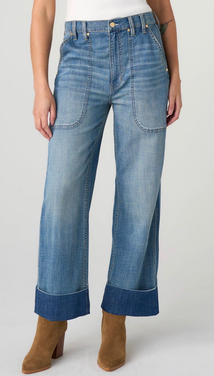 LIVERPOOL HIGH RISE RELAXED STRAIGHT WITH UTILITY POCKETS-DUSK BREEZE