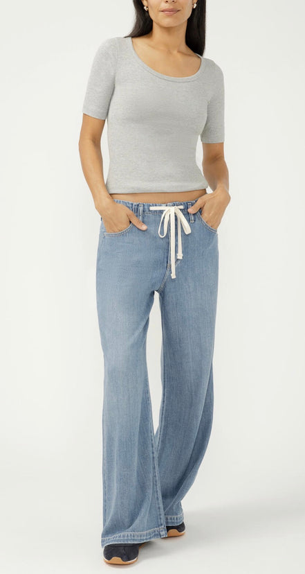 SILVER Wide Leg Drawstring Beach Jeans-Ventura