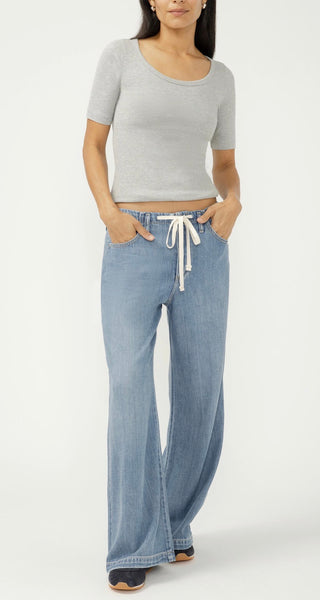 SILVER Wide Leg Drawstring Beach Jeans-Ventura