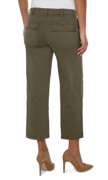 Liverpool Cargo Wide Leg Crop-MYRTLE GREEN