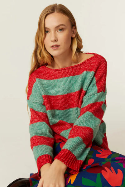 PEPALOVES JERSEY STRIPE CROP SWEATER