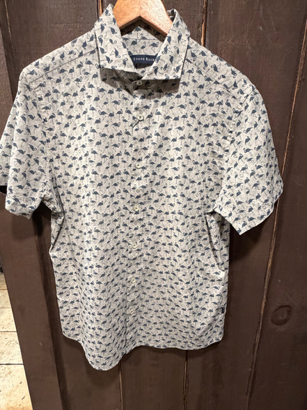 STONE ROSE Printed The Flamingo Affair SS TOP
