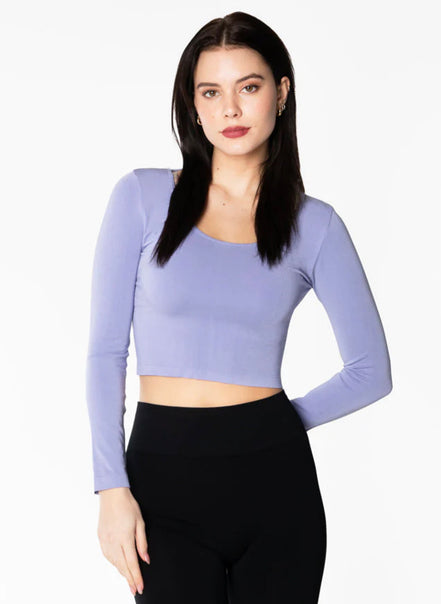 C'EST MOI BAMBOO L/S CROP SCOOP NECK TOP