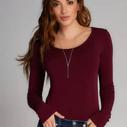 C'EST MOI BAMBOO LS SCOOP NECK TOP