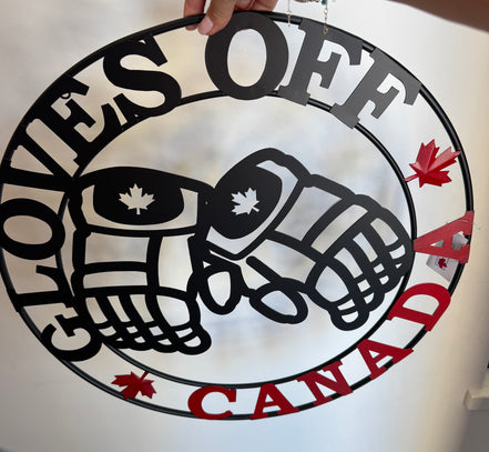 GLOVES OFF-CANADA HOCKEY Metal Wall Décor (2-2.4).