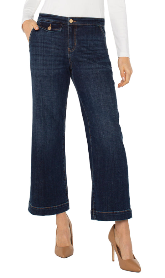 LIVERPOOL STRIDE WIDE LEG W/TROUSER DETAILS 27"