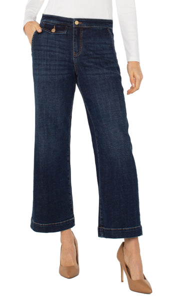 LIVERPOOL STRIDE WIDE LEG W/TROUSER DETAILS 27"