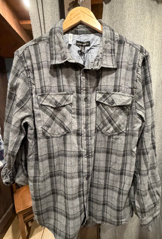 SILVER PLAID BUTTON DOWN SHIRT