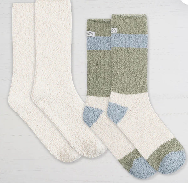 LEMON 2PK WOMENS COLOURBLOCK ALOE INFUSED NON TERRY CREW