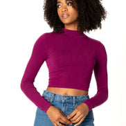 C'EST MOI BAMBOO LS CROP MOCK NECK TOP