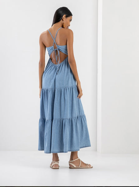 LEZ A LEZ DENIM HALTER DRESS