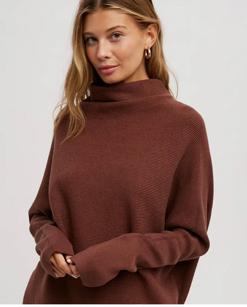 BLUIVY SLOUCH NECK DOLMAN PULLOVER