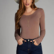 C'EST MOI BAMBOO LS SCOOP NECK TOP