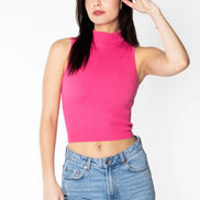 C'EST MOI BAMBOO RIB MOCK NECK SHORT SLEEVE