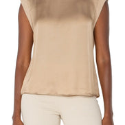 LIVERPOOL SLEEVELESS WOVEN TO KNIT TOP