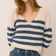 GENTLE FAWN TUCKER STRIPE V-NECK SWEATER