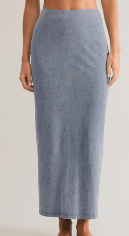 ZSUPPLY GAIL JERSEY DENIM MIDI SKIRT