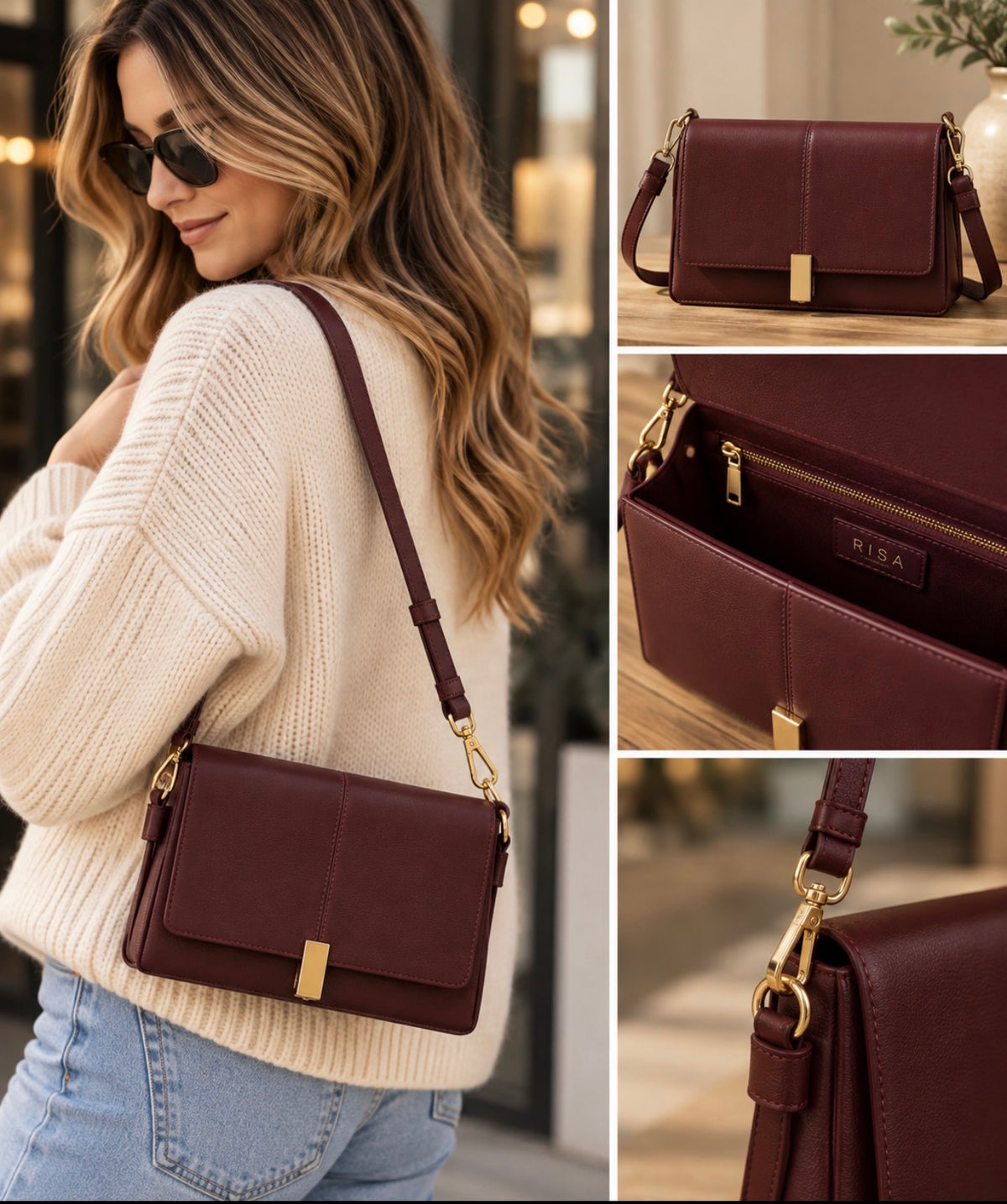 RISA MADDIE GENUINE LEATHER CROSSBODY BAG