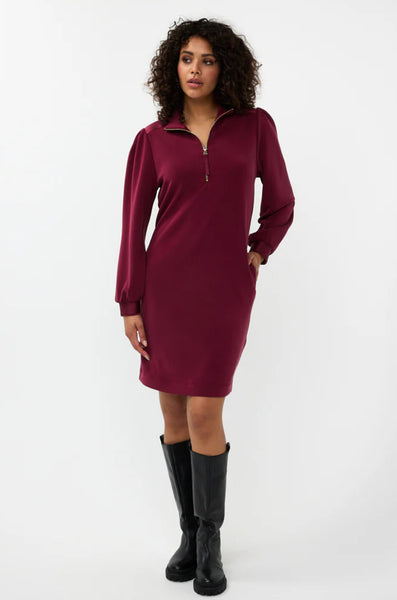 ESQUALO ZIPPERED DRESS WINE RED