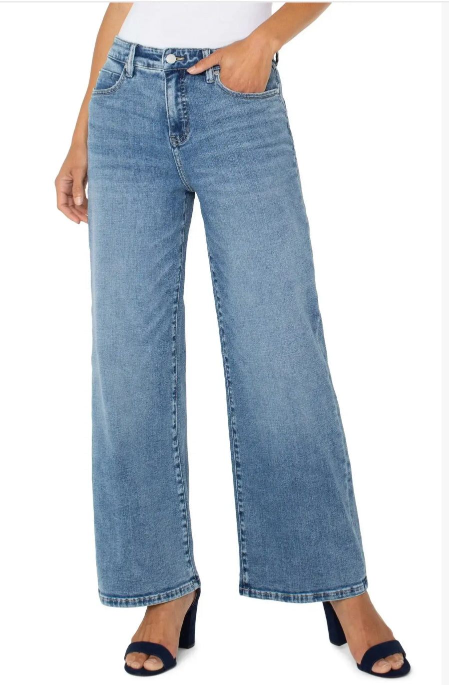 LIVERPOOL STRIDE HR WIDE LEG DENIM-CARBON CANYON