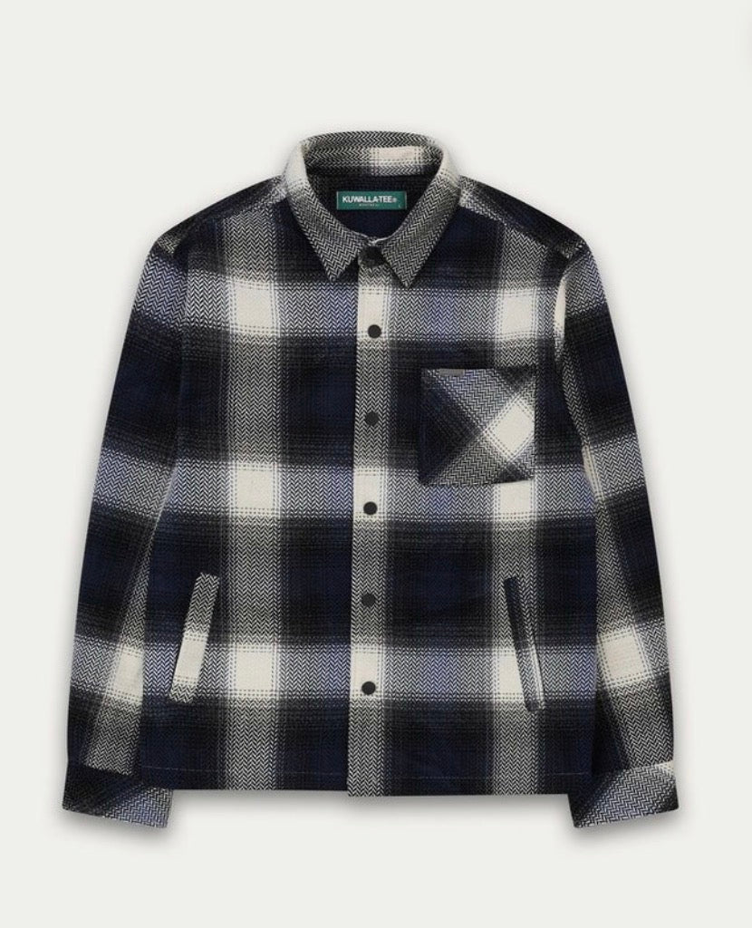 KUWALLA TEE M HEAVYWEIGHT PLAID SHACKET IN BLUE