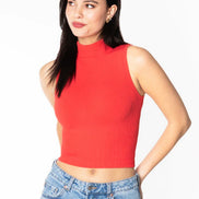 C'EST MOI BAMBOO RIB MOCK NECK SHORT SLEEVE