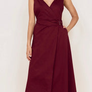 MINK PINK LOLA WRAP MIDI DRESS