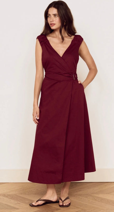MINK PINK LOLA WRAP MIDI DRESS