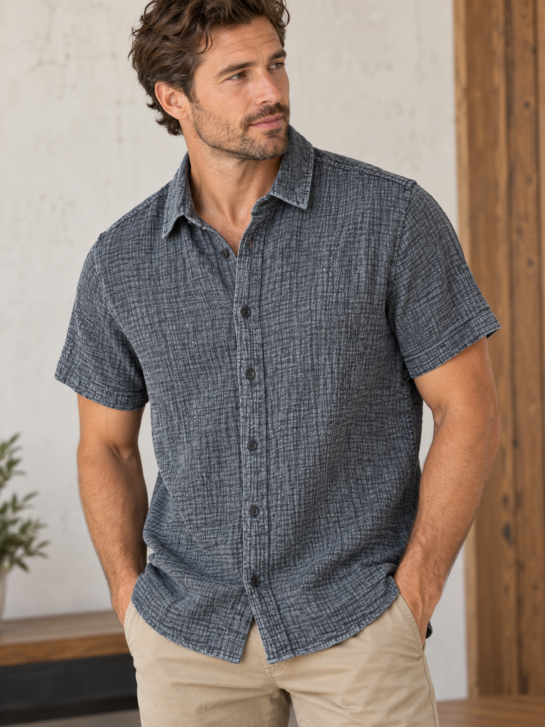 HEDGE GAUZE SS BUTTON DOWN