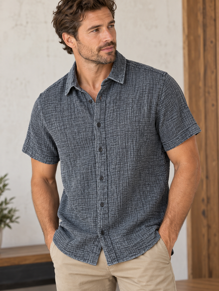 HEDGE GAUZE SS BUTTON DOWN