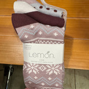LEMON 3Pk HEATHER SOFT NON TERRY CREW SOCK