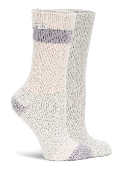 LEMON 2PK WOMENS COLOURBLOCK ALOE INFUSED NON TERRY CREW