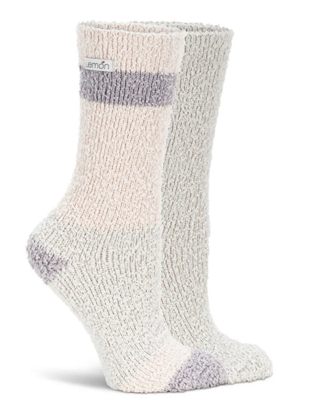 LEMON 2PK WOMENS COLOURBLOCK ALOE INFUSED NON TERRY CREW