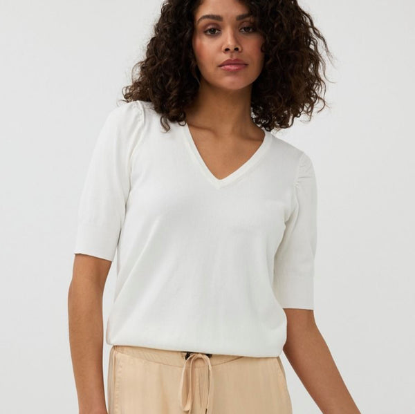 Esqualo Sweater V/neck gathering sive basic knit