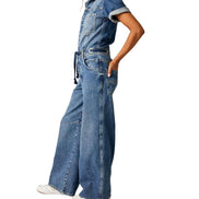 FREE PEOPLE EDISON WIDELEG COVERALL / CERULEAN SKIES