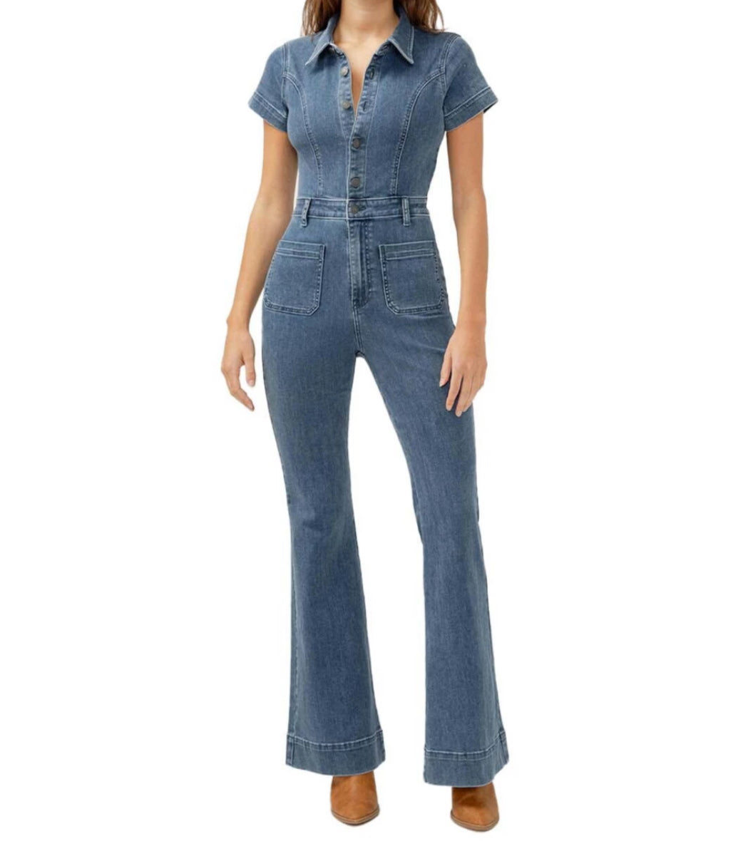 SILVER 70’s FLARE JUMPSUIT