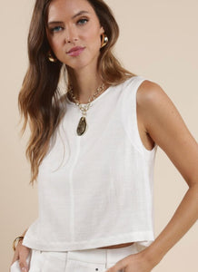 SAGE THE LABEL COASTAL CALM LINEN TIE BACK TANK