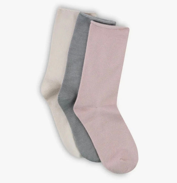 LEMON PILLOW POLYTAM NON TERRY CREW SOCKS 3PK