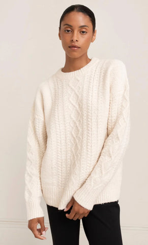 PAPER LABEL Rayna Cable Sweater-Cream