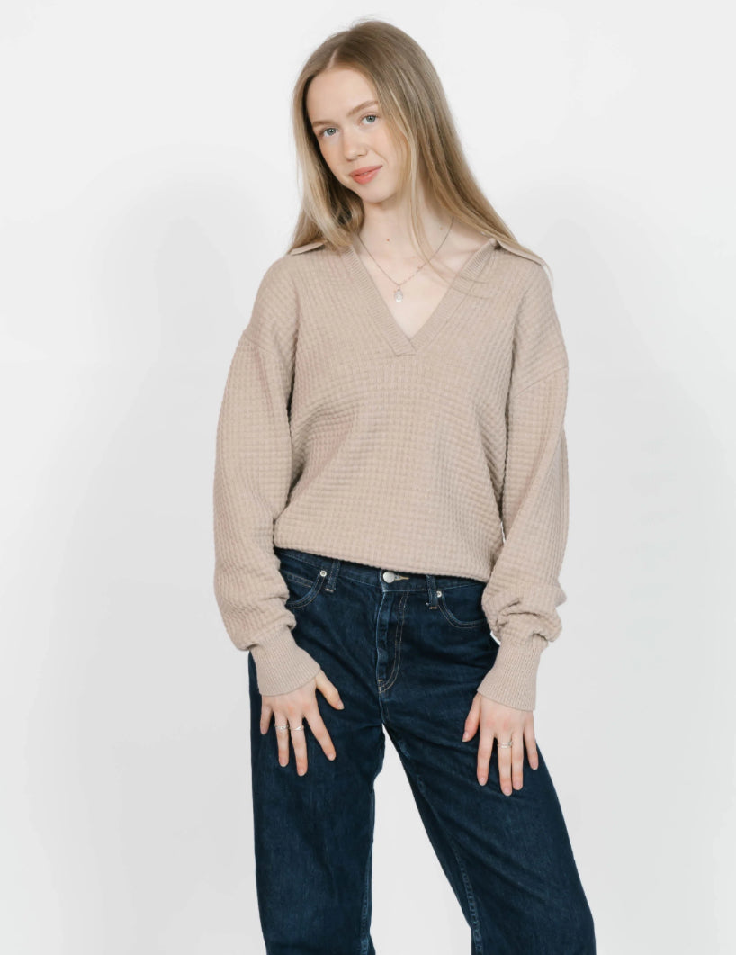 SMASH + TESS MEGAN WAFFLE SWEATER