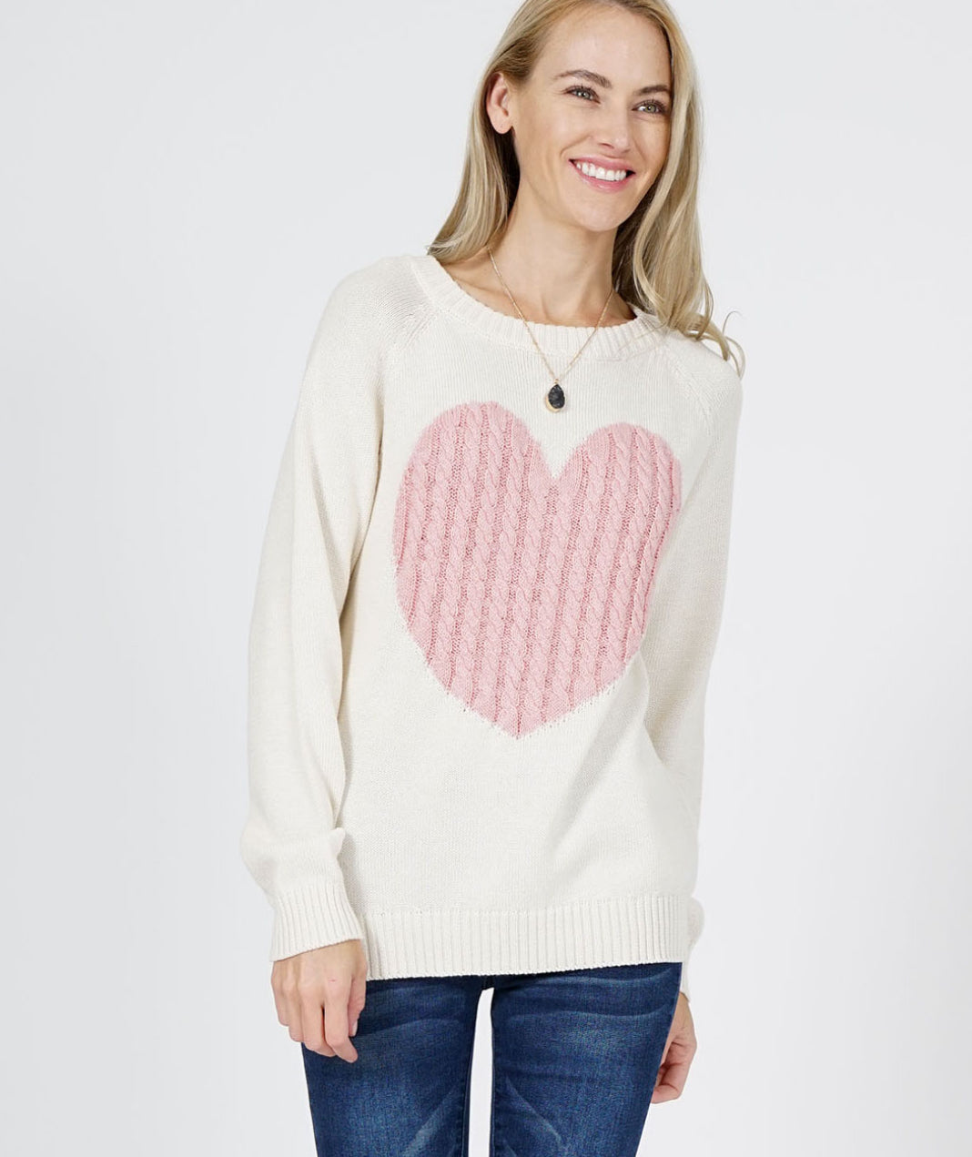 VALENTINE HEART CABLE KNIT SWEATER