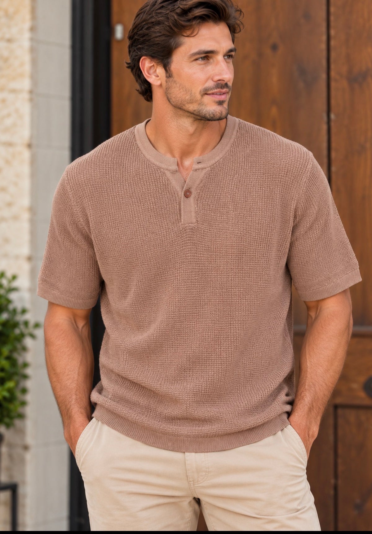 HEDGE SS KNIT HENLEY