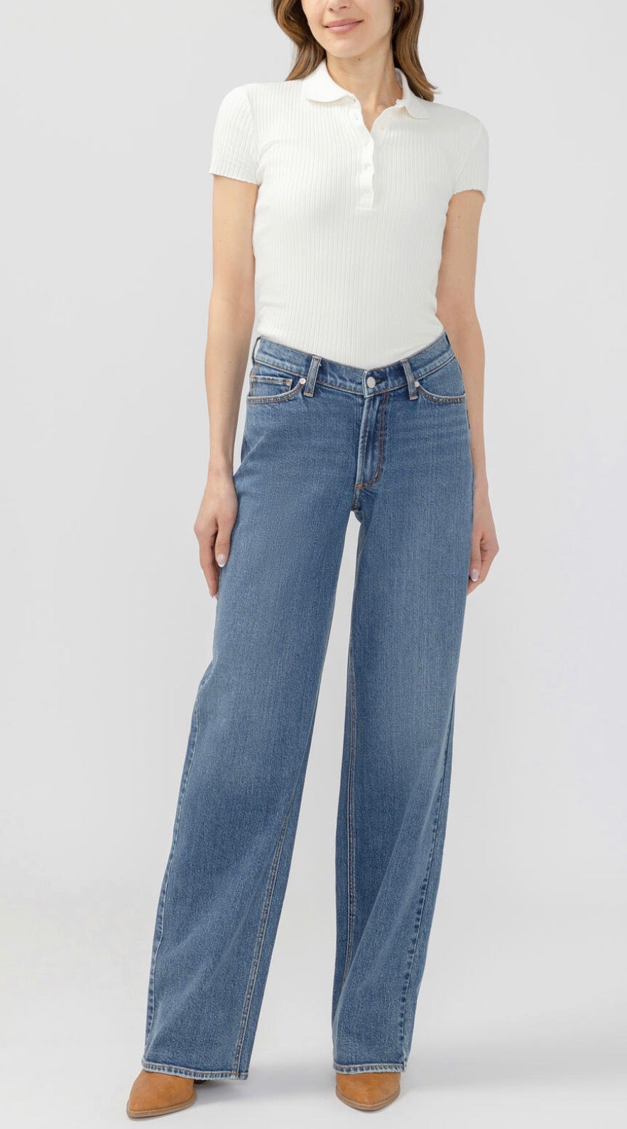 SILVER V FRONT HIGH RISE WIDE LEG